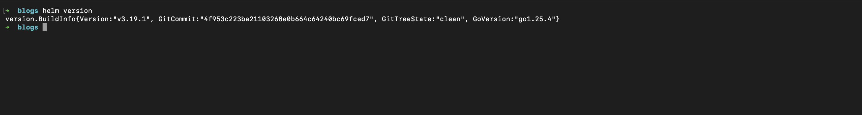 helm version output in a macOS terminal